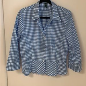Lauren Ralph Lauren Petite Gingham Peplum Top